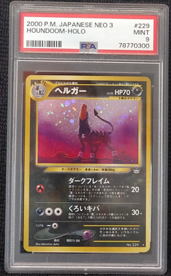 2000 P.M Japanese Neo 3 Houndoom #229 Holo Card _ WOTC _ PSA 9 - Image 1