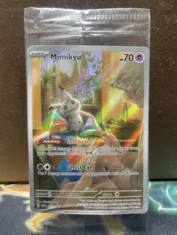 SEALED Pokemon Mimikyu SVP 075 Paldean Fates Holo Black Star Promo (DENT) - Image 1
