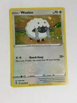 Pokemon TCG Fusion Strikes Cosmos Holographic w Swirl Wooloo 222/264 Near Mint - Image 1