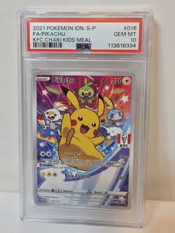 PSA 10 GEM MINT PIKACHU KFC Chaki Kids Meal 016 2021 Indonesian SM Promo - Image 1