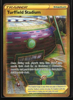 Pokemon Turffield Stadium 234/203 Evolving Skies Gold Secret Rare Holo NM - Image 1