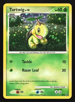 Pokemon Turtwig DP01 Diamond & Pearl Holo Black Star Promo LP - SWIRL - Image 1