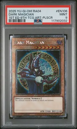 Yu-gi-oh! Stampede Dark Magician 9th Art RA04-EN106 Platinum Secret PSA 9 Mint - Image 1
