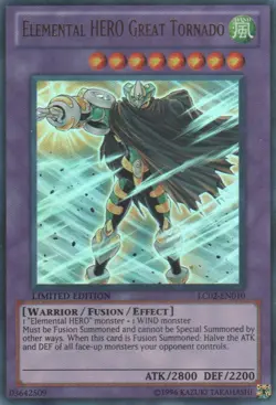 Yugioh! MP Elemental HERO Great Tornado - LC02-EN010 - Ultra Rare - Limited Edit - Image 1