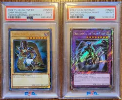 YU-GI-OH! - Dark Magician (PSA 9)/Dark Magician Dragon Knight (PSA 8) (Lot of 2) - Image 1
