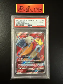 PSA 8 Entei GX Full Art SM Shining Legends 71/73 Pokemon Card - Image 1