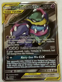Pokemon TCG Muk Alolan Muk GX Full Art Holo Card 197/214 Unbroken Bonds - Image 1