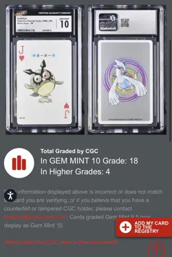 1999 POKEMON SILVER VERSION PLAYING CARDS JACK OF HEARTS #163 HOOTHOOT GEM 10 - Image 2