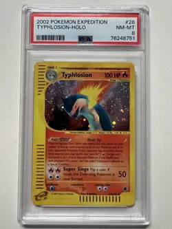 Pokemon 2002 Expedition Typhlosion Holo Rare Card #28/165 PSA 8 - Image 1