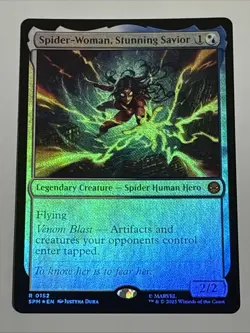 MTG Universes Beyond: Spider-man Spider-Woman, Stunning Savior Foil 0152 NM Rare - Image 1