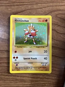 Hitmonchan Holo Rare #7/102 Base Set Vintage WOTC Pokemon Card - Image 1