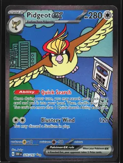 Pokemon Pidgeot ex 225/197 Obsidian Flames Special Illustration Rare Holo NM - Image 1