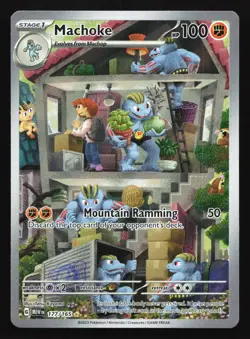 Pokemon Machoke 177/165 MEW EN-151 Illustration Rare Holo LP - Image 1