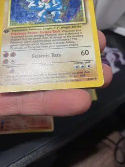 Pokemon Machamp 8/102 WotC Base Set 1st Ed. Cosmos Holo Rare Deck Exclusive HP - Image 3
