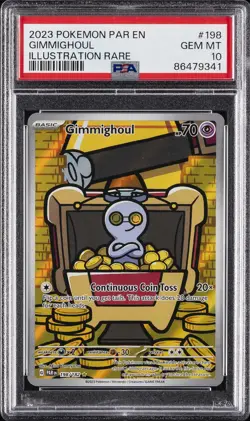 2023 POKEMON PAR EN-PARADOX RIFT ILLUSTRATION RARE #198 GIMMIGHOUL PSA 10 - Image 1