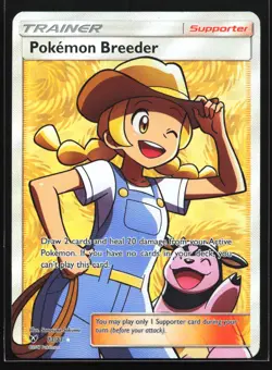 Pokemon Breeder 73/73 Shining Legends Ultra Rare Full Art Holo NM - Image 1