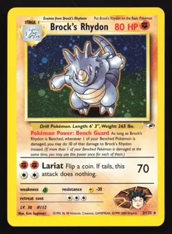 Pokemon Brock's Rhydon 2/132 WotC Gym Heroes Unlimited Holo Rare LP - Image 1