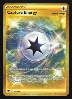 Pokemon Capture Energy 201/189 Darkness Ablaze Gold Secret Rare Holo LP - Image 1