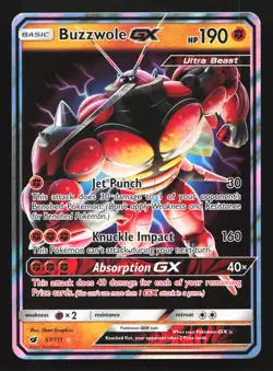 Pokemon Buzzwole GX 57/111 Crimson Invasion Ultra Rare Holo LP - Image 1