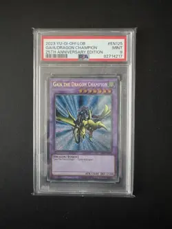Yu-Gi-Oh Gaia The Dragon Champion LOB-EN125 25th Anniversary PSA 9 - Image 1