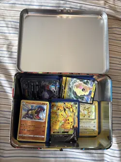 A Pokemon Lunch Box Of Pokemon Cards All Kinds Of Different Cards Shiny Included - Image 1