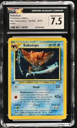 CGC 7.5 Kabutops Neo Discovery 1st Edition 6/75 Holo Pokemon Card - Image 1