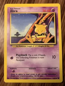 Abra 43/102 Original Vintage Pokemon Common Card TCG Psychic Base Set - Image 1