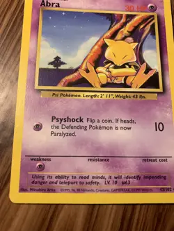 Abra 43/102 Original Vintage Pokemon Common Card TCG Psychic Base Set - Image 3