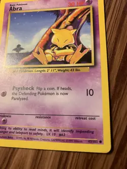 Abra 43/102 Original Vintage Pokemon Common Card TCG Psychic Base Set - Image 5