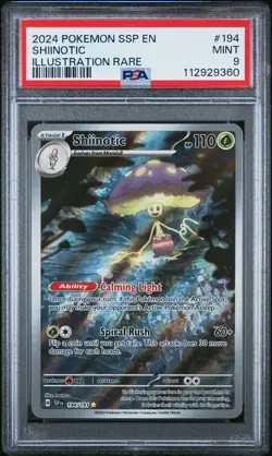 2024 POKEMON SSP EN-SURGING SPARKS ILLUSTRATION RARE #194 SHIINOTIC PSA 9 - Image 1