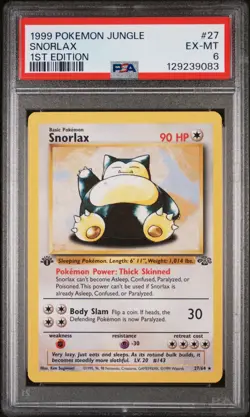 Pokemon Snorlax Non Holo Jungle 1st Edition PSA 6 - Image 1