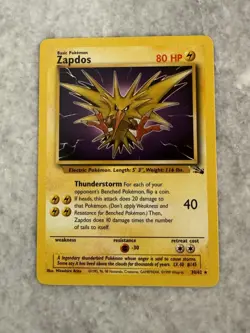 Pokemon TCG Zapdos 30/62 Fossil Unlimited Non-Holo Rare - NM NEAR MINT - Image 1