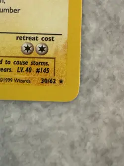 Pokemon TCG Zapdos 30/62 Fossil Unlimited Non-Holo Rare - NM NEAR MINT - Image 3