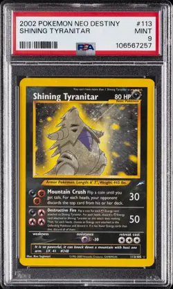 2002 POKEMON NEO DESTINY #113 SHINING TYRANITAR PSA 9 - Image 1
