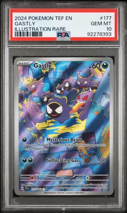 2024 POKEMON TEF EN-TEMPORAL FORCES ILLUSTRATION RARE #177 GASTLY PSA 10 - Image 1