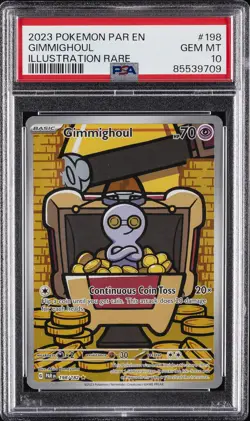 2023 POKEMON PAR EN-PARADOX RIFT ILLUSTRATION RARE #198 GIMMIGHOUL PSA 10 - Image 1