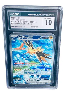 Pokemon Zapdos Ex 202/165 CGC Gem Mint 10/ Scarlet & Violet 151 🔥🔥 - Image 2