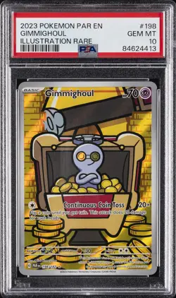 2023 POKEMON PAR EN-PARADOX RIFT ILLUSTRATION RARE #198 GIMMIGHOUL PSA 10 - Image 1