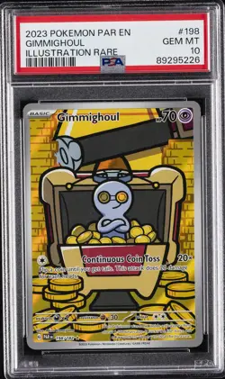 2023 POKEMON PAR EN-PARADOX RIFT ILLUSTRATION RARE #198 GIMMIGHOUL PSA 10 - Image 1