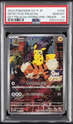2023 POKEMON JAPANESE SV-P PROMO #098 DETECTIVE PIKACHU PSA 10 - Image 1