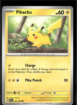Pokemon Pikachu 025/165 151 Non Holo Common 5 Card Lot - Image 1