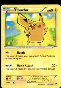 Pokemon Pikachu 42/146 XY Base Set Non Holo Common 2 Card Lot LP - Image 1