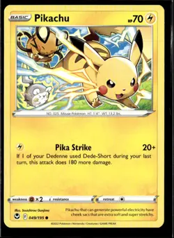 Pokemon Pikachu 049/195 Silver Tempest Non Holo Common 5 Card Lot - Image 1