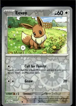 Pokemon Eevee 113/142 Stellar Crown Reverse Holo Common 2 Card Lot - Image 1