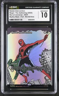 HEROIC INTERVENTION Marvel Universe Foil Mythic CGC 10 Spider Man MTG - Image 1
