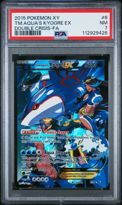 2015 POKEMON XY DOUBLE CRISIS #6 FULL ART/TEAM AQUA'S KYOGRE EX PSA 7 - Image 1