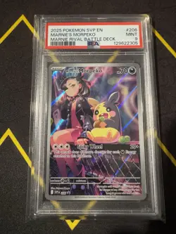 2025 POKEMON SVP EN-SV BLACK STAR PROMO #206 MARNIE'S MORPEKO PSA 9 - Image 1