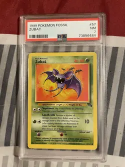 1999 Vintage Pokemon Fossil Set Zubat WOTC Unlimited PSA 7 - Image 1