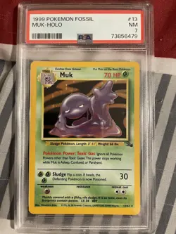 1999 Vintage Pokemon Fossil Set Muk WOTC Holo Rare PSA 7 - Image 1