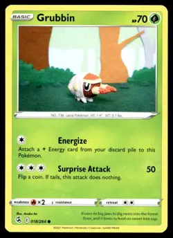 Grubbin SWSH08: Fusion Strike 018/264 MP Pokemon TCG | Buy 10 Get 10 Free - Image 1